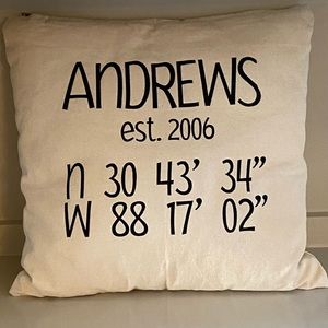 Customizable Longitude/Latitude Pillow